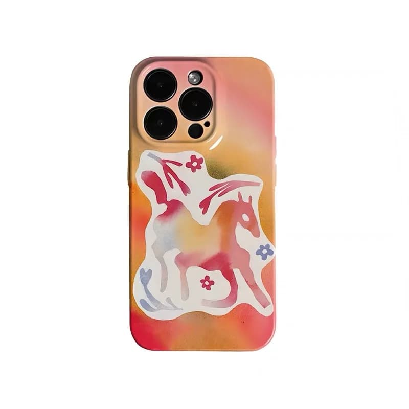 Coque de téléphone personnalisée Red Horse Art Graffiti, belle coque antichoc de dessin animé, iPhon