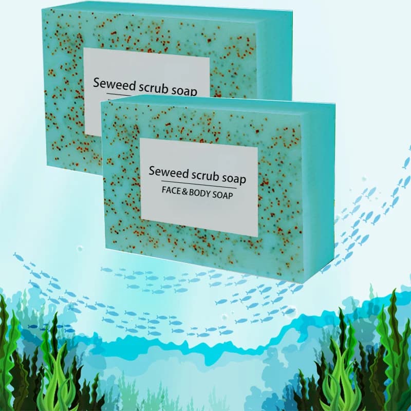 Le savon exfoliant aux algues est riche en vitamine E. Il contient de l'huile d'olive, qui nettoie e