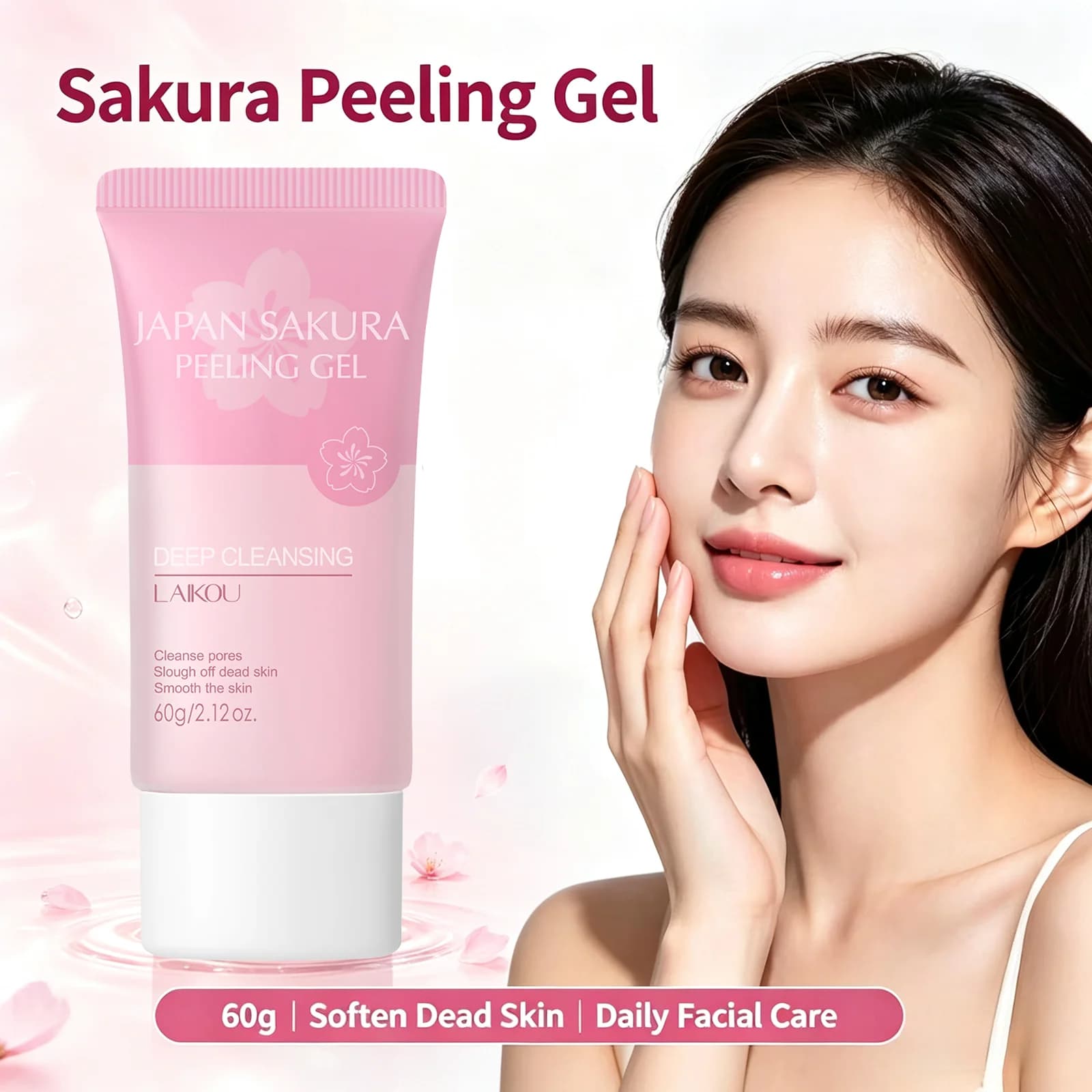 LAIKOU Gel exfoliant Sakura pour le visage et le corps, hydratant, éclaircissant, élimine les peaux 