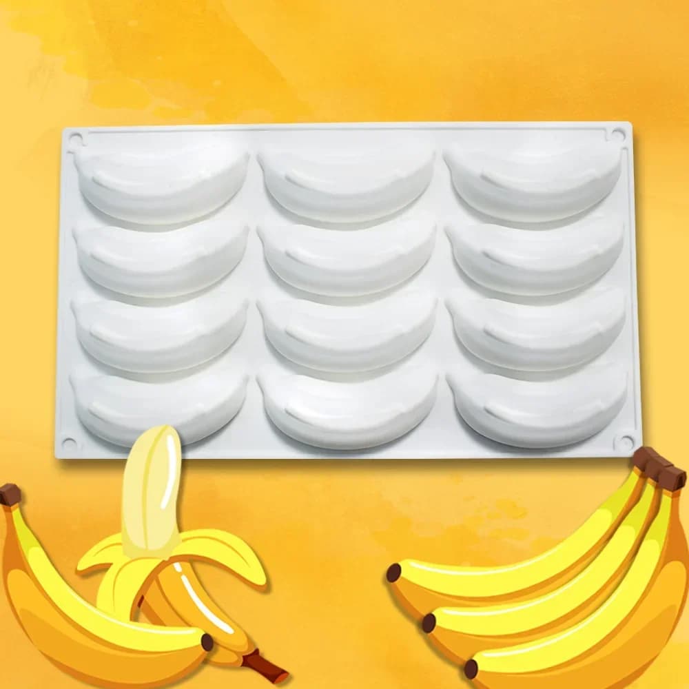 Moule de cuisson en Silicone pour gâteau banane, 12 trous, Mousse, chocolat, Dessert français, outil