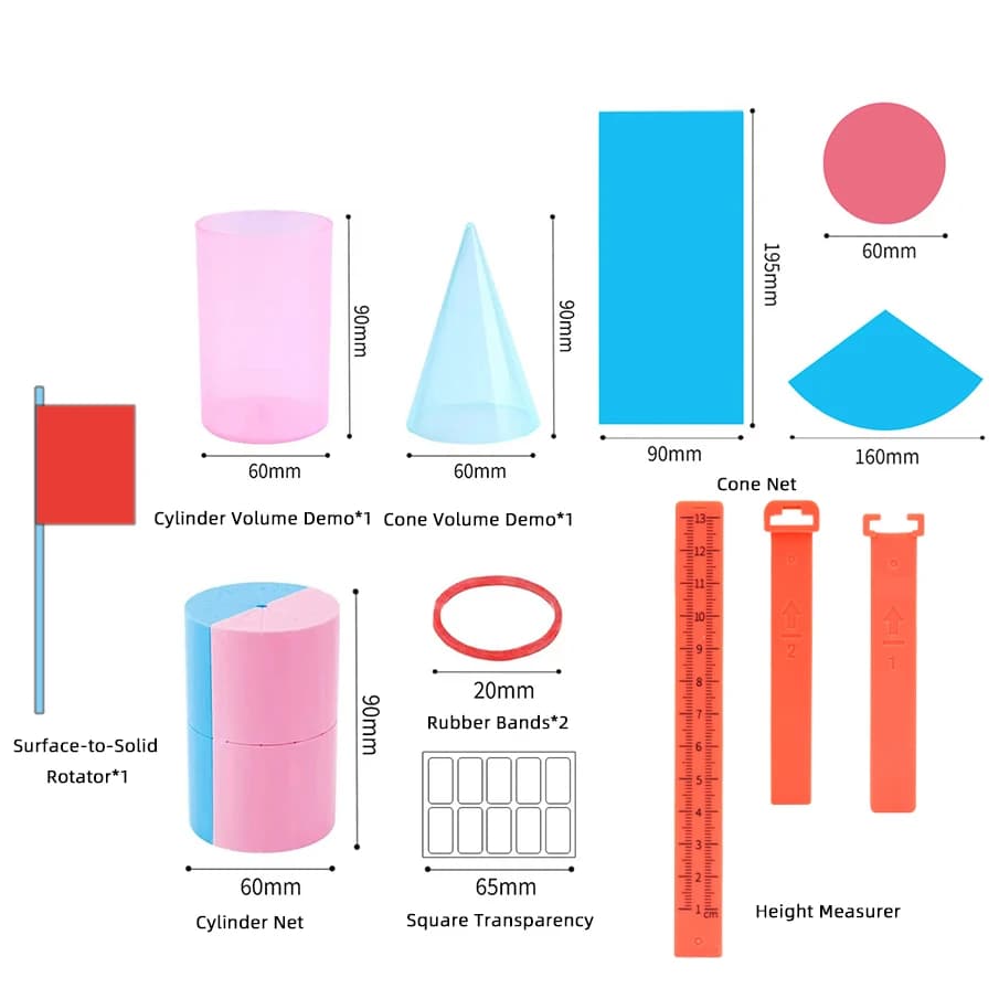 Kit de géométrie mathématique-démonstrateur de volume cylindrique et conique 3D, modèle de calcul de