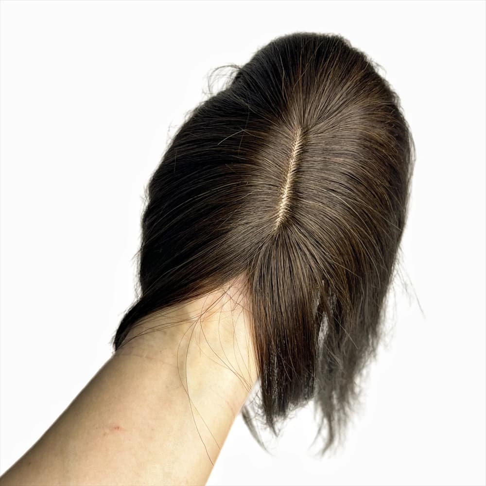10x12 cm dentelle Base cheveux humains Toppers pour femmes frange émoussée naturel réaliste cuir che