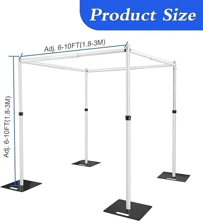 Support de toile de fond en arc de rideau de mariage carré, cadre portable en alliage d'aluminium, t