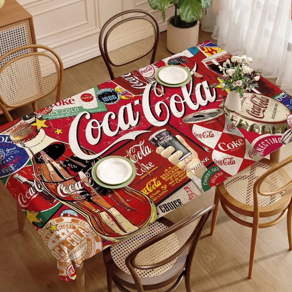 Nappes rectangulaires imprimées avec logo C-COCA, pour décoration de table de ferme, de fête de mari