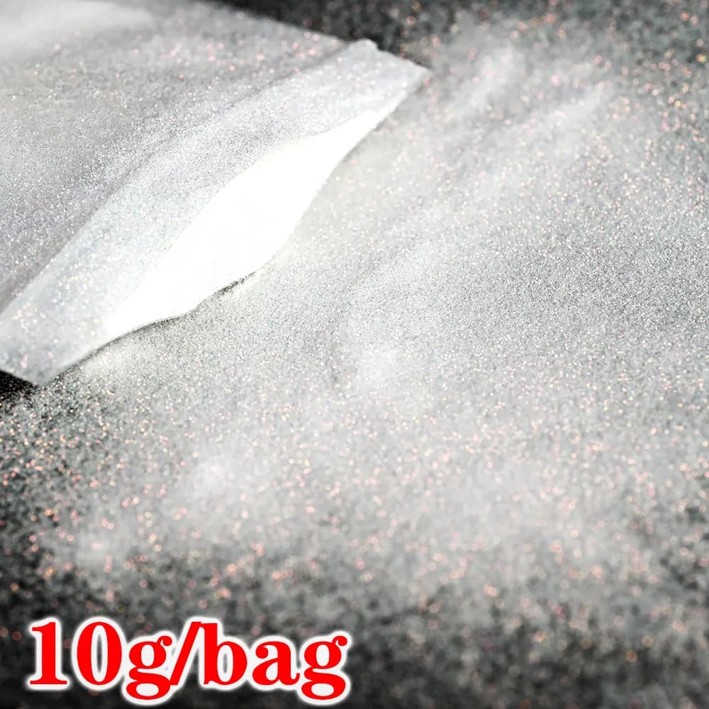 10g Laser holographique sucre poudre à ongles 0.2mm noir blanc Pigment pull flocons de neige hiver o