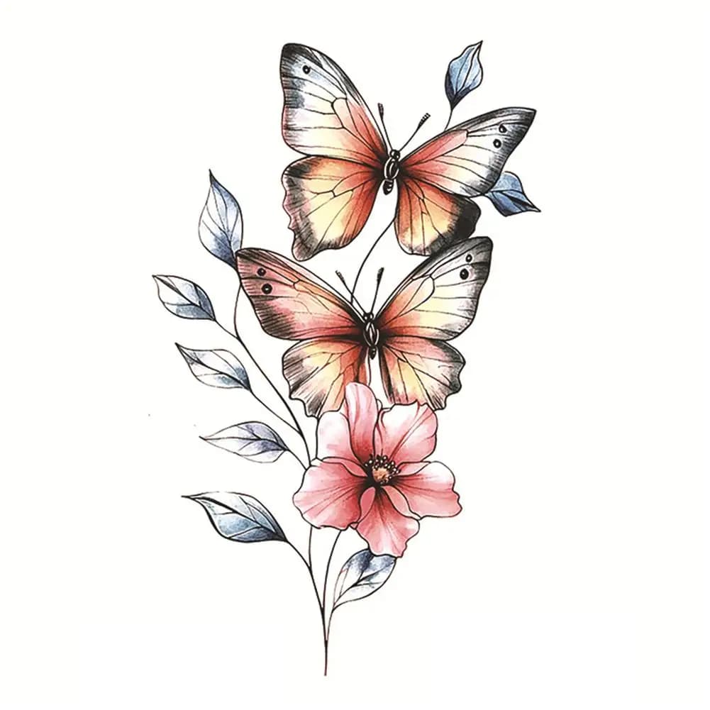 Autocollant de tatouage papillon coloré, Simulation temporaire imperméable pour bras, longue durée, 
