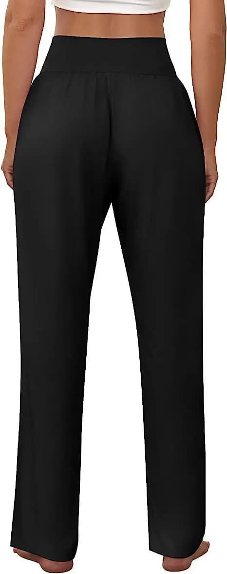 Pantalon de yoga à jambes larges pour femme, pantalon de sport décontracté taille haute