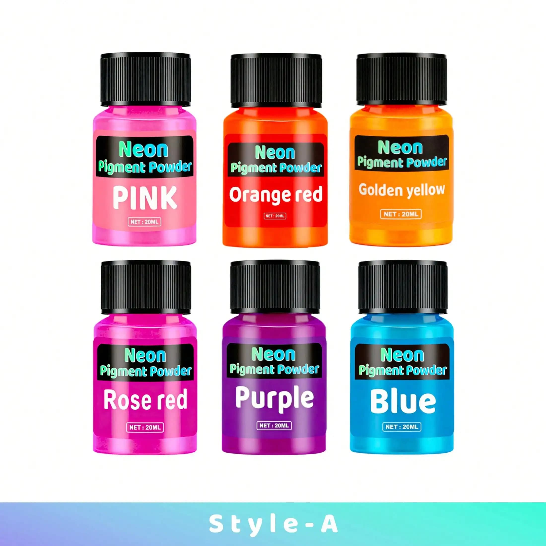 Poudre fluorescente, pigment de mica fluorescent, 12 couleurs disponibles, 20 ml, deux ensembles de 
