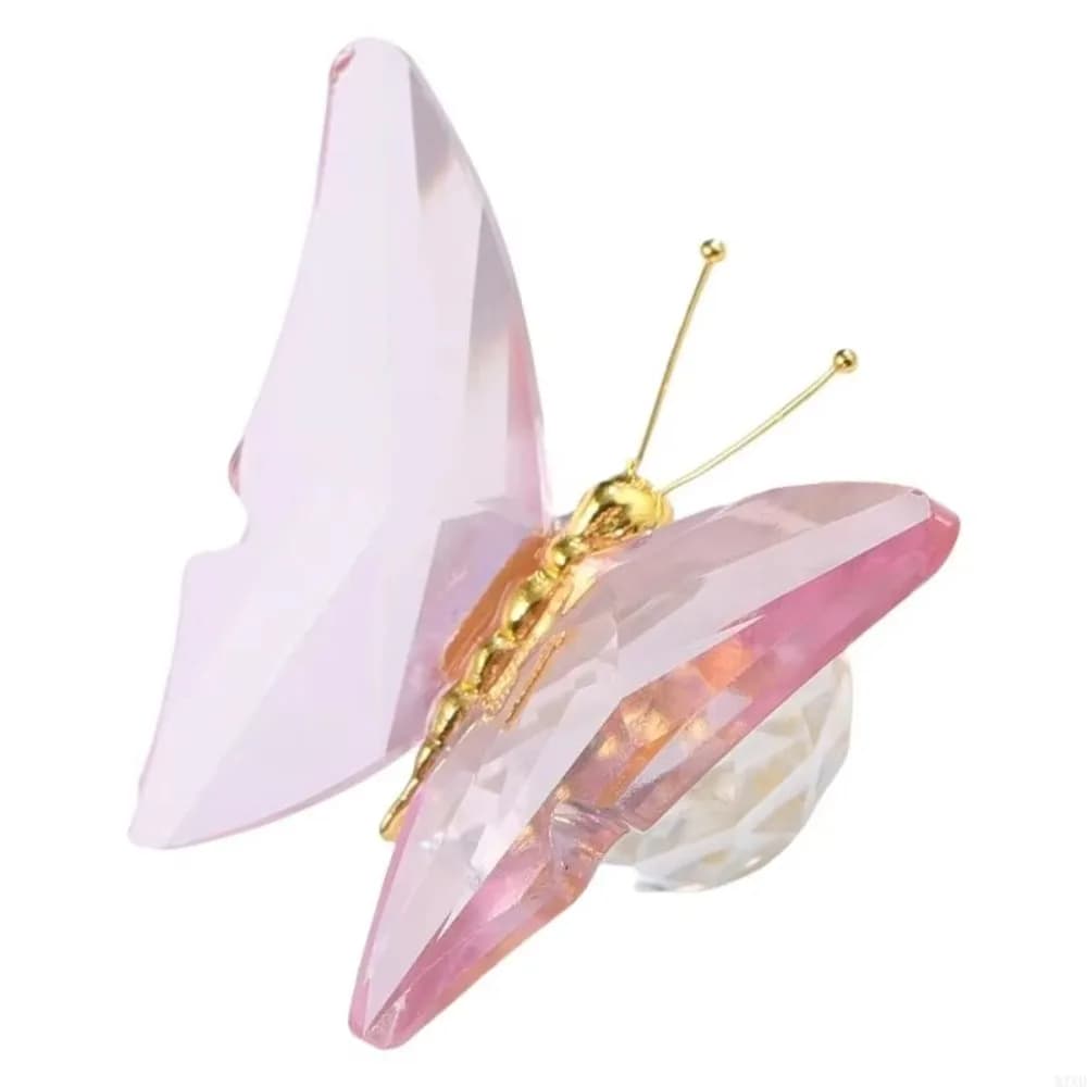 Statue de papillon en cristal Transparent, couleur papillon, finition scintillante, ornements de pap