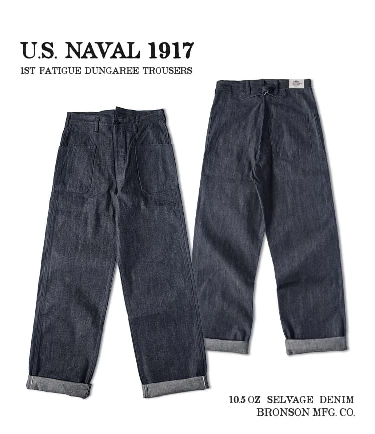 Bronson-Salopette Vintage en Denim pour Homme, Jean à Lisière, Bleu Marine, 1917