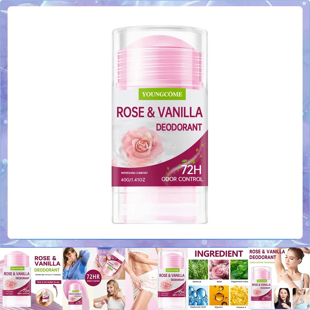 Bâton déodorant ROSE VANILLA, crème anti-odeur corporelle, dépose des aisselles, anti-sudorifique ra