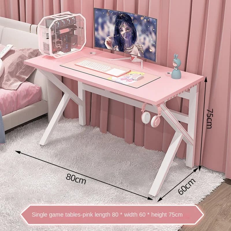 Bureau de jeu rose pour filles, robuste, blanc, mignon, jeu en famille, ordinateur en direct, pour c