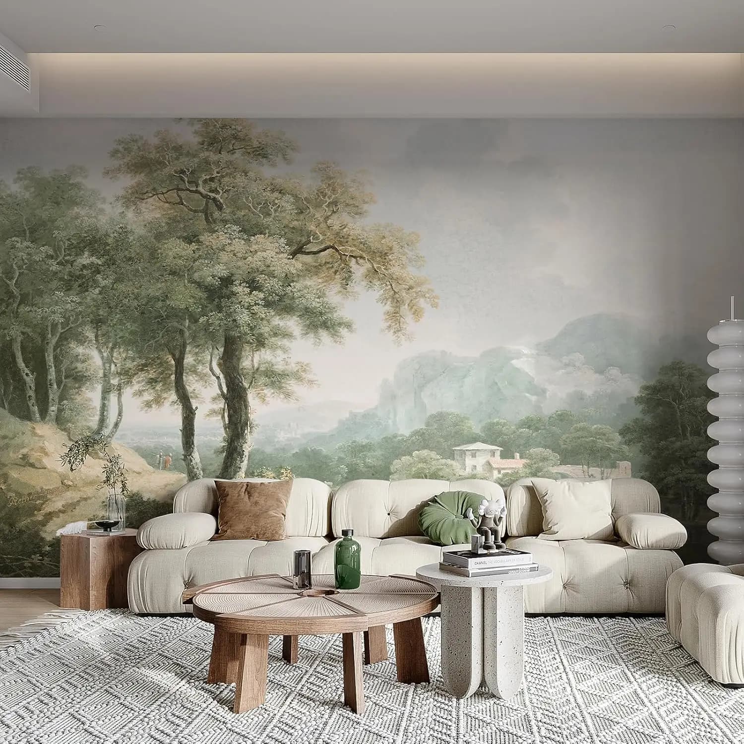 Papier peint mural grand format de luxe, paysage chinois, art mural naturel, décoration intérieure, 