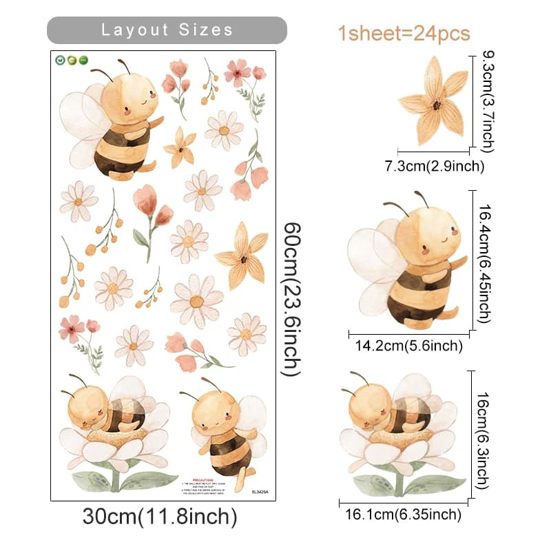 Boho Cartoon équation fleurs Stickers muraux pour chambre d'enfant, bébé, pépinière, fille, décalcom