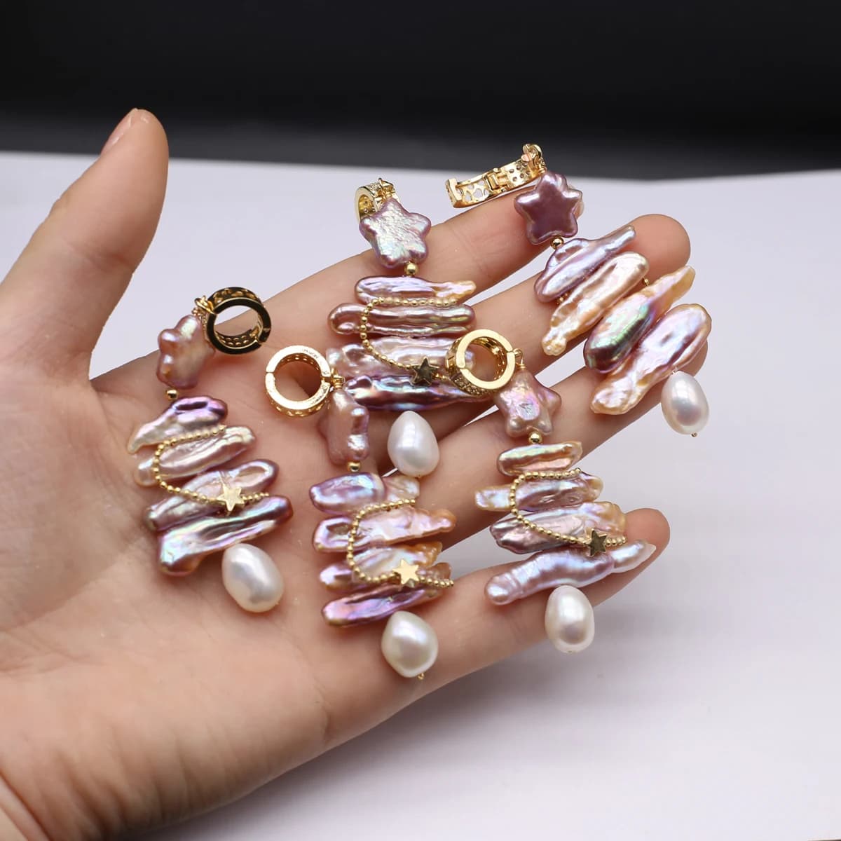 Perles d'eau douce naturelles pour femme, boucle d'oreille percée mixte rose, cadeau de Noël pour bi