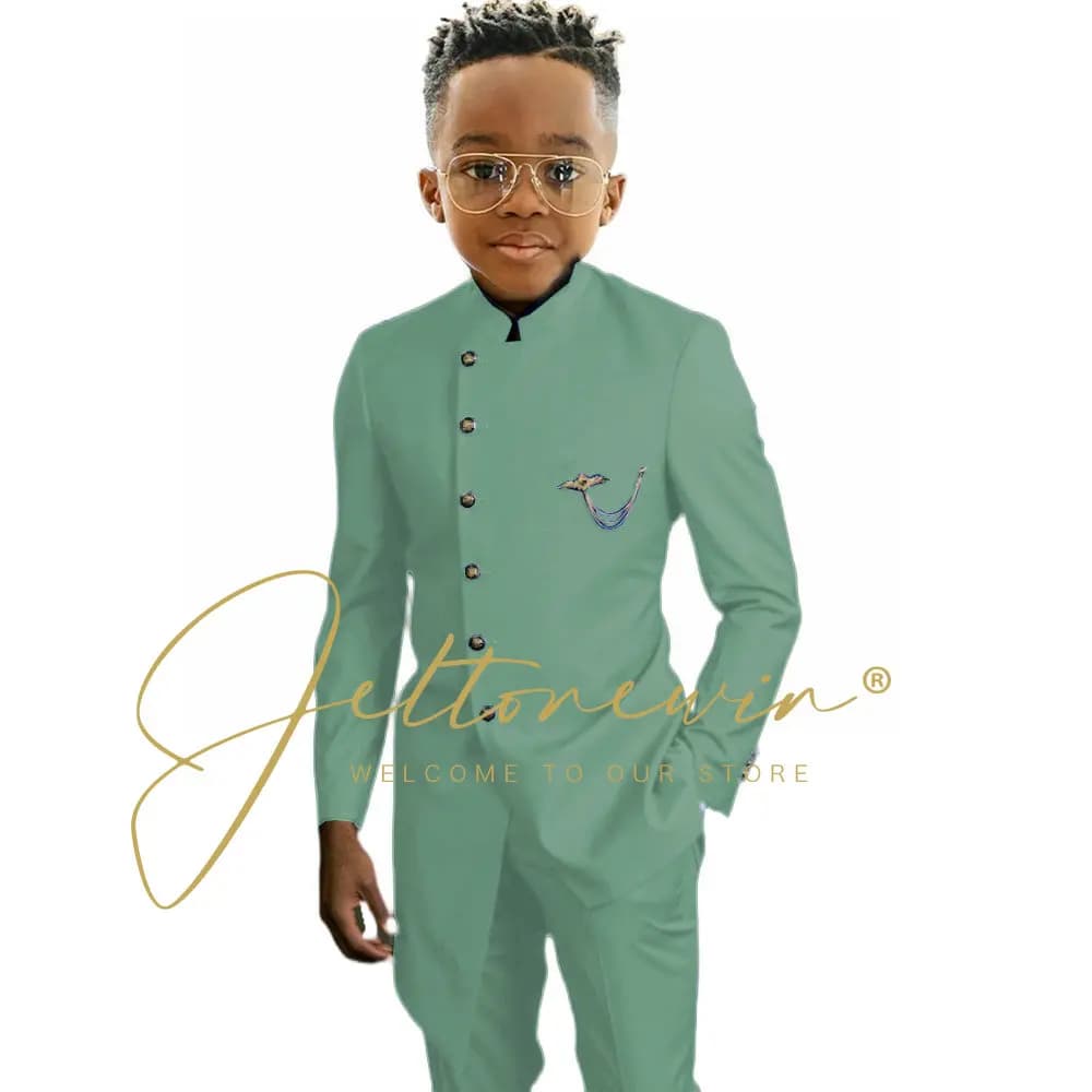 Ensemble de costumes pour garçons, bleu royal, design africain, pour mariage, smoking formel, Costum