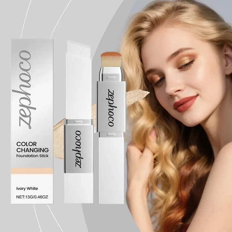 Fond de Teint Stick 2-en-1 Hydratant Longue Tenue à Couleur Changeante Haute Couvrance Coréen Blanc 