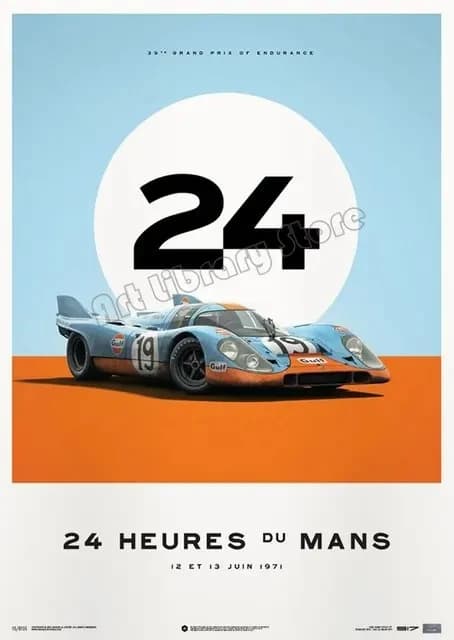 Affiche murale rétro de voiture classique, 24 heures de Le Mans, course de résistance mondiale, imag