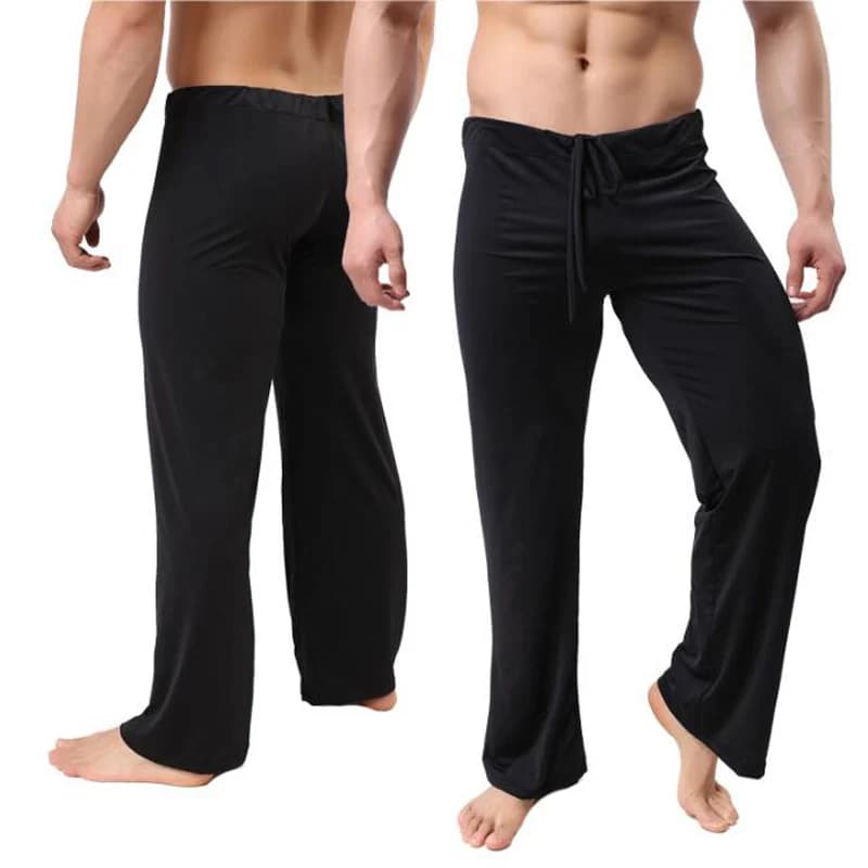 Pantalon de pyjama taille basse pour hommes, vêtements de détente à manches longues, pantalon de sal