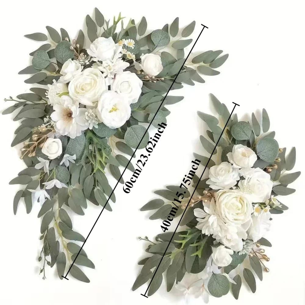 Fleurs artificielles blanches romantiques pour mariage, arc artificiel, Kit de fleurs artificielles