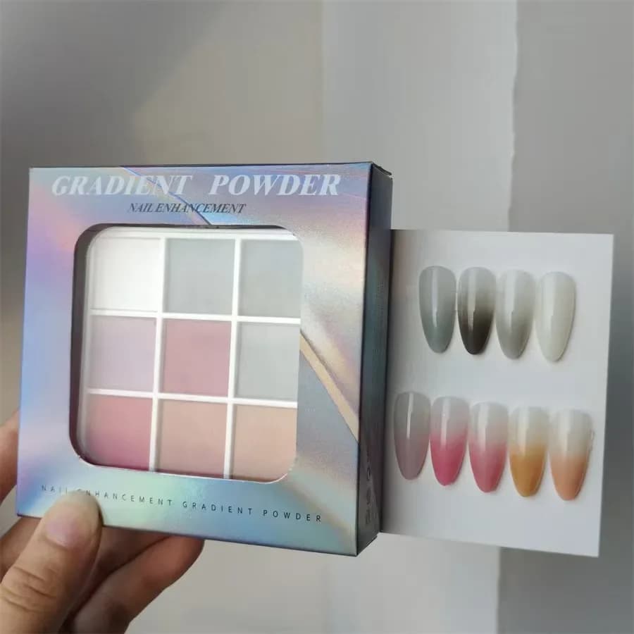 9 couleurs solide tapotement ongles poudres vernis décoration miroitant Fine paillettes dégradé mat 