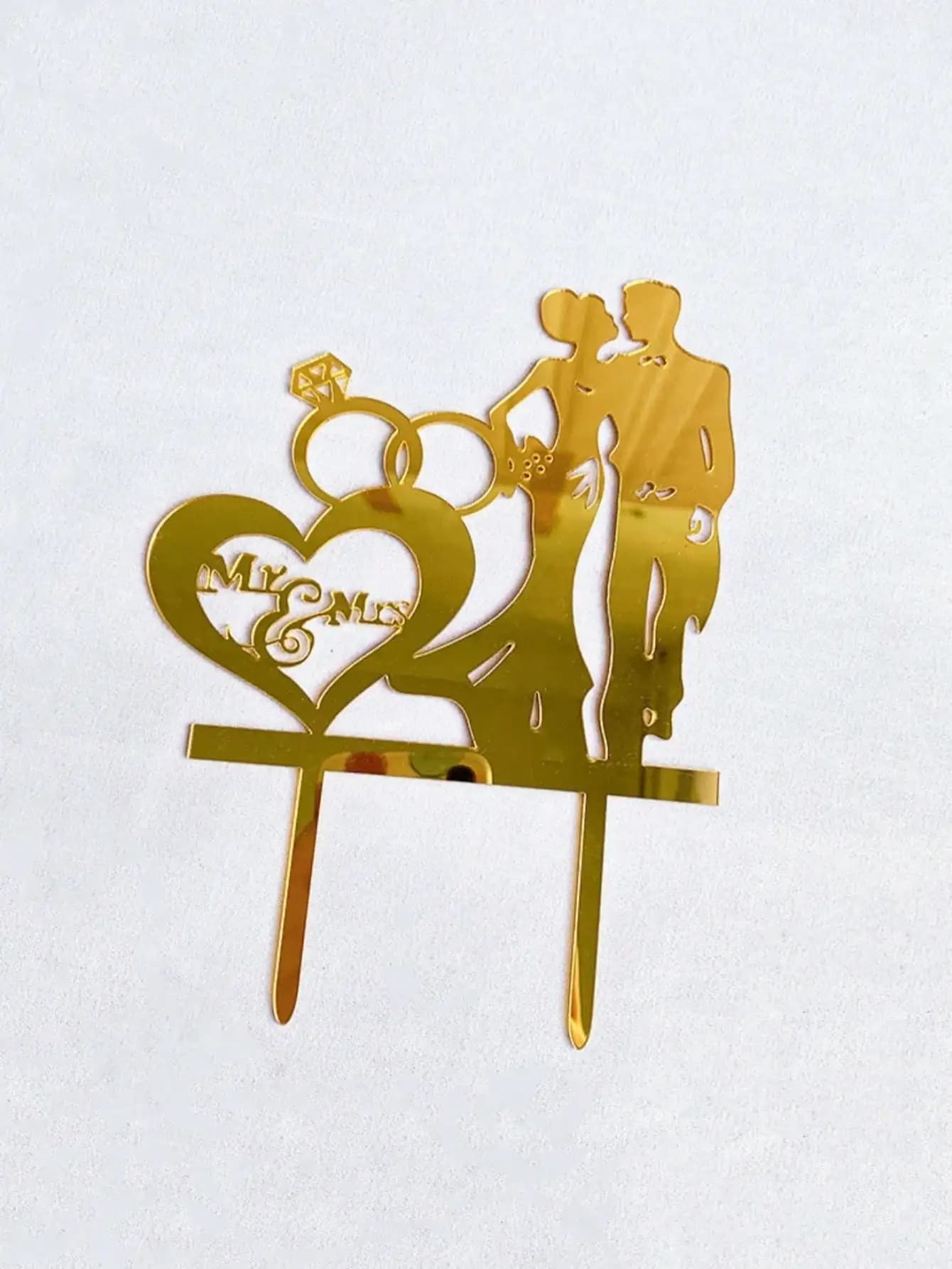 Décoration de gâteau 3 pièces, décoration de gâteau avec lettres anglaises "Mr & Me", décoration de 