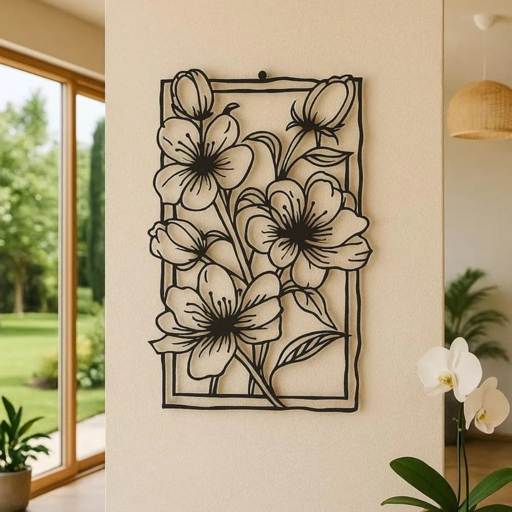 Décoration murale en métal rose doré 3D, fleurs en acier, décoration florale unique, cadeau pour le