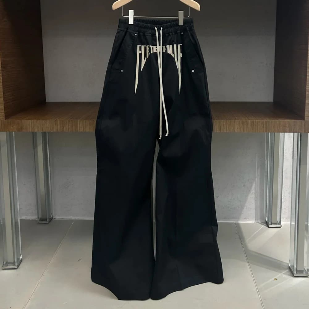 Ro Dark broderie jambes larges pantalon hommes Slogan vêtements de travail Silhouette bas entrejambe