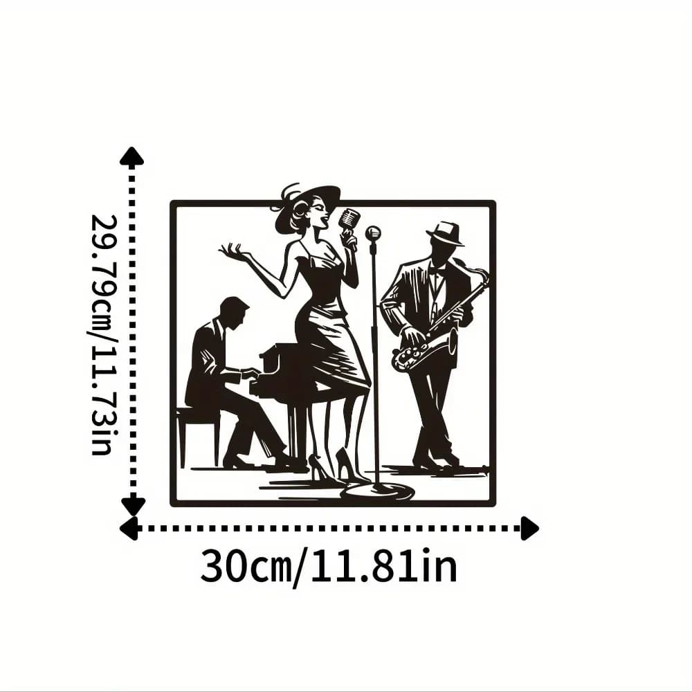 Art mural vintage multicouche de groupe de jazz – Sculpture de musicien en métal fabriquée à la main