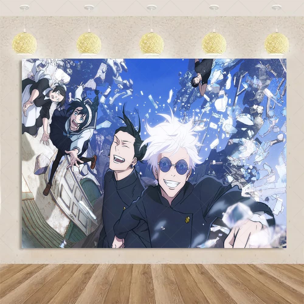 Décorations de fête d'anniversaire sur le thème de Jujutsu Kaisen, toile de fond de personnage d'ani