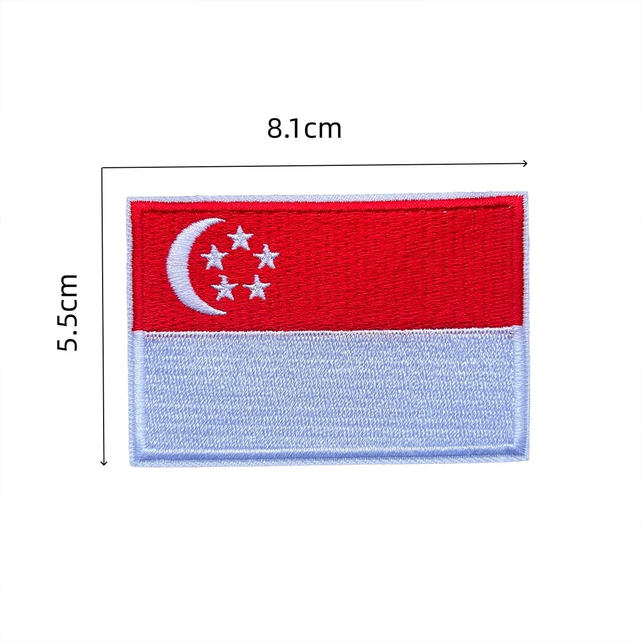 Écussons brodés personnalisés avec logo et drapeau de Singapour, thermocollants, pour vêtements, ave
