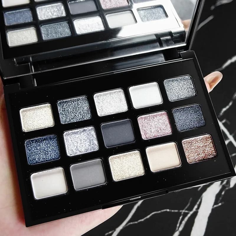 Palette de fards à paupières noirs fumés, 15 couleurs, style punk, maquillage neutre pour les yeux,