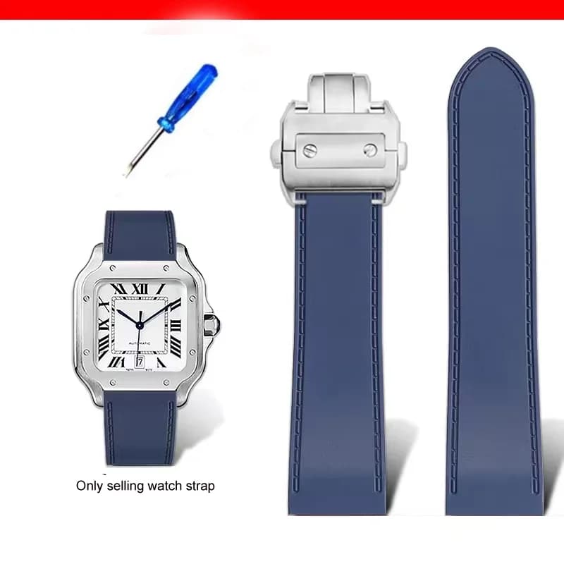 23 25mm pour Cartier santos100 Santos bracelet de montre en caoutchouc de silicone santos 100 boucle