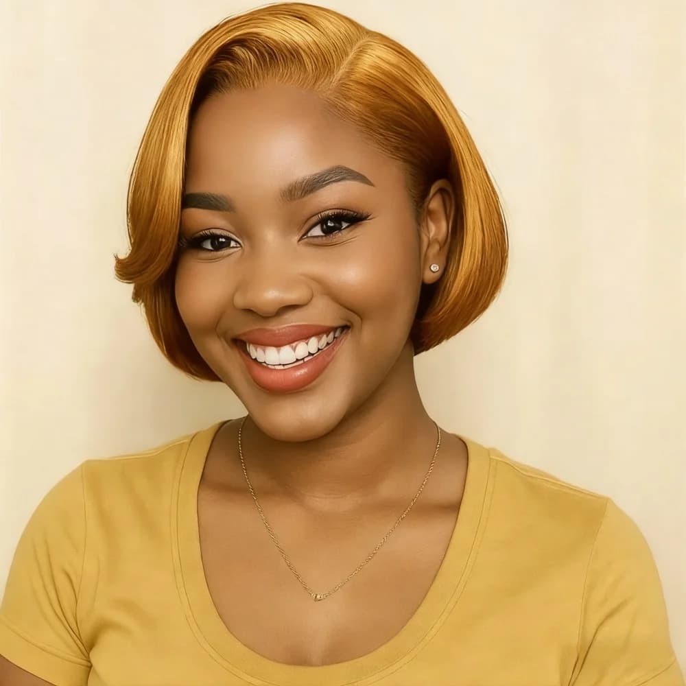 Perruque Bob Lace Front Wig naturelle, cheveux courts et lisses, 13x4, coupe Pixie, finition brillan