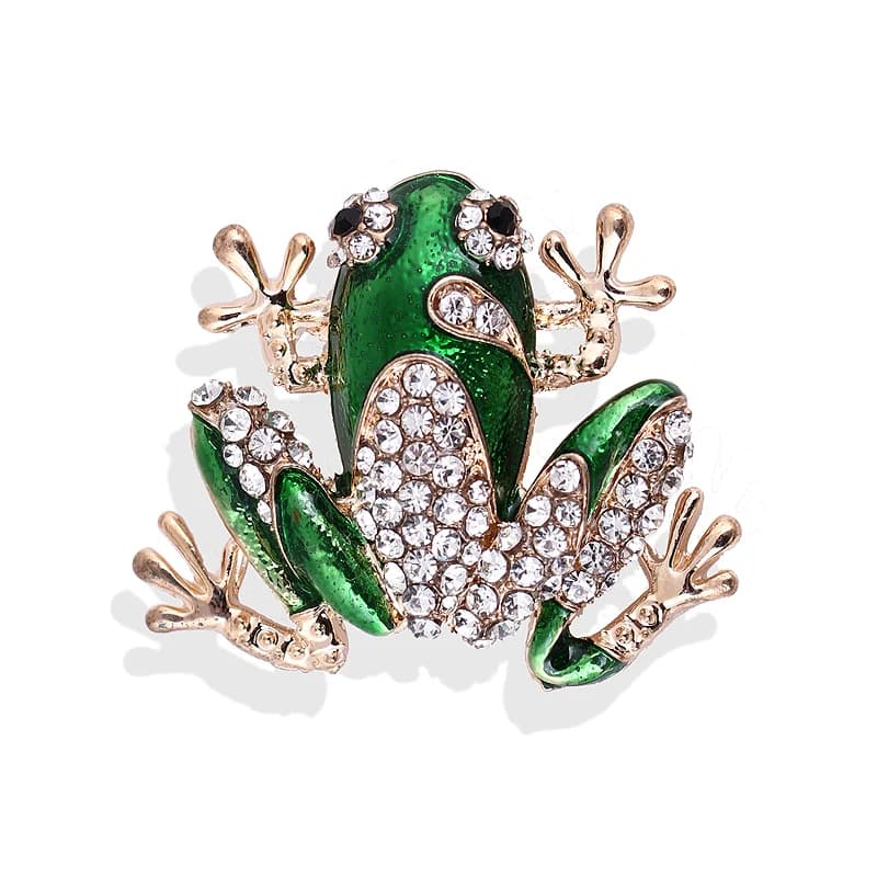 Broche grenouille drôle en strass, Animal vif, bijoux de fête pour enfants, cadeaux pour hommes et f