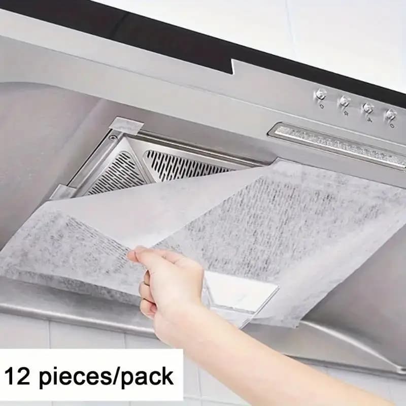 12 pièces jetable hotte filtre à huile papier Non-tissé hotte aspirante ventilateur filtre cuisine h