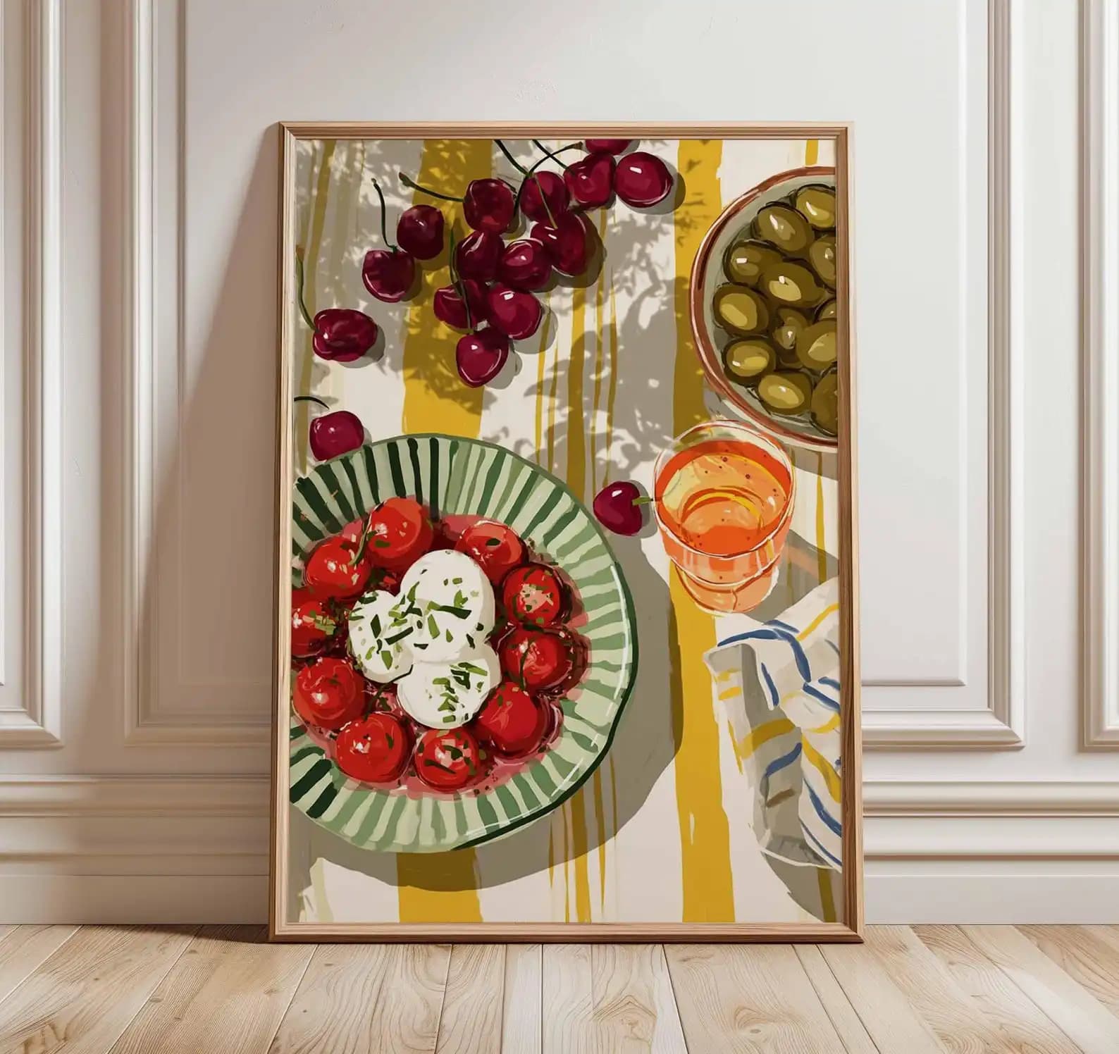 Impression sur toile de cuisine méditerranéenne, affiche de nature morte alimentaire sans cadre, œuv