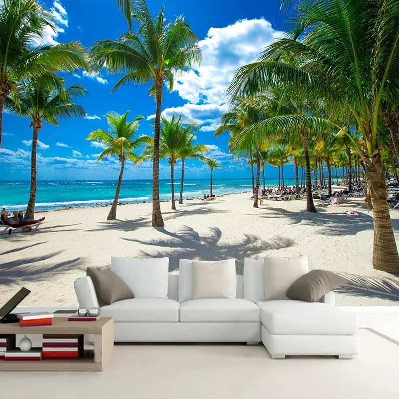 Papier peint Photo 3D personnalisé bord De mer cocotier plage paysage Mural papier peint pour salon 