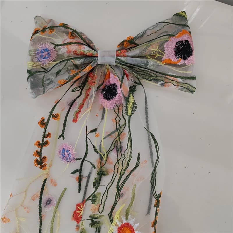 Concerflowers-Longs voiles floraux pour patients, nœuds pour cheveux de mariage, enterrement de vie 