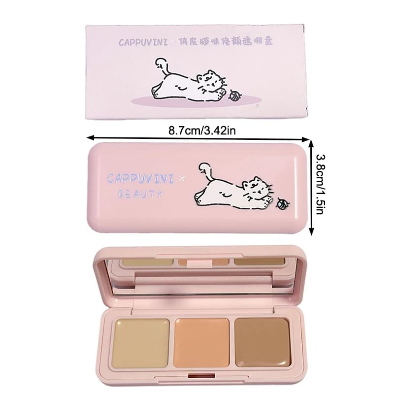 Cappuvini Palette de Correcteurs 3 Couleurs – Bande de Correcteurs Illuminateurs pour les Yeux, Crèm