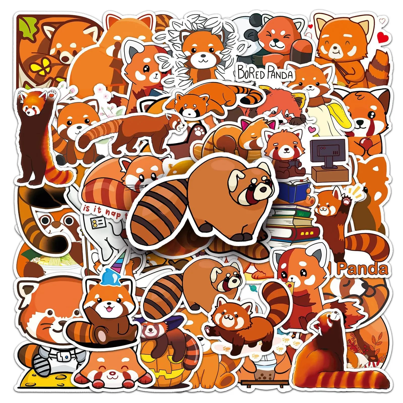 50 autocollants Panda Rouge, autocollants graffiti, autocollants DIY pour journal, coque de téléphon