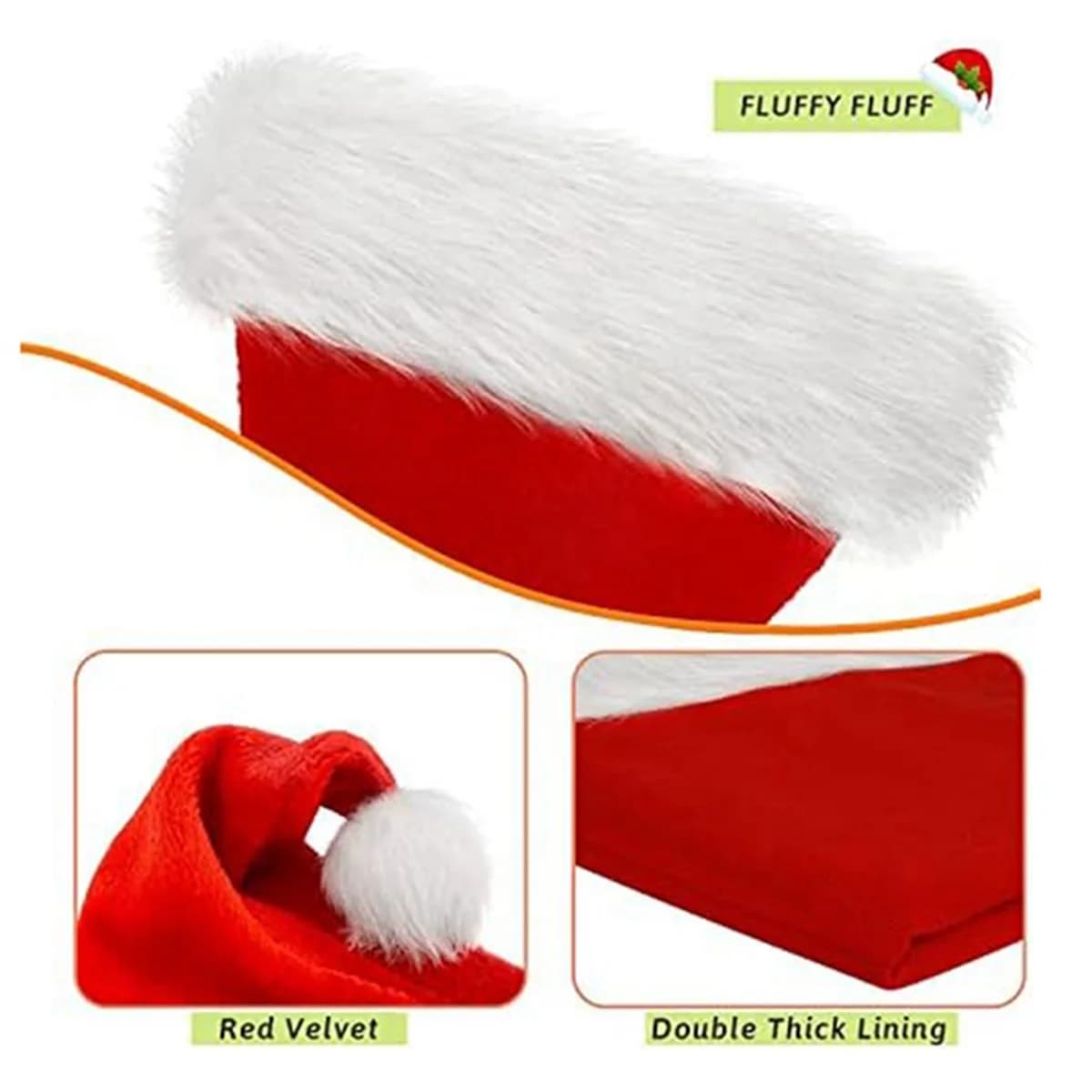 Chapeau de Noël en fourrure extra épaisse pour adultes, chapeau de Père Noël confortable, vacances,
