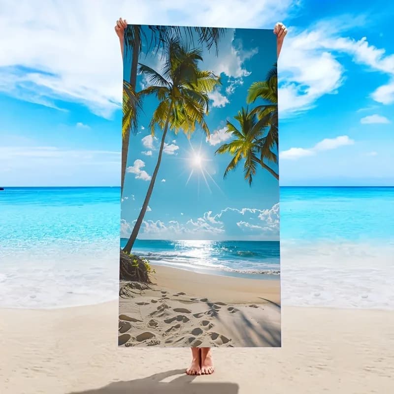 Beach Paradise : Serviette grande et élégante avec scène de palmier tropical Convient aux serviettes