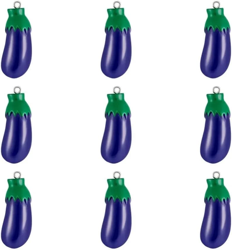 30 Breloques Pendentifs en Résine en Forme d'Aubergines, Bleu Violet, Adorables Breloques Suspendues