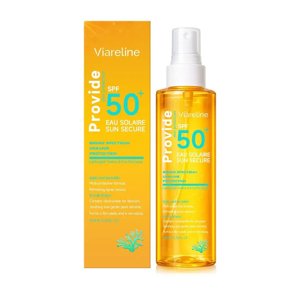 Spray solaire SPF50+ respectueux des récifs, protection solaire à base d'eau, brume légère avec niac