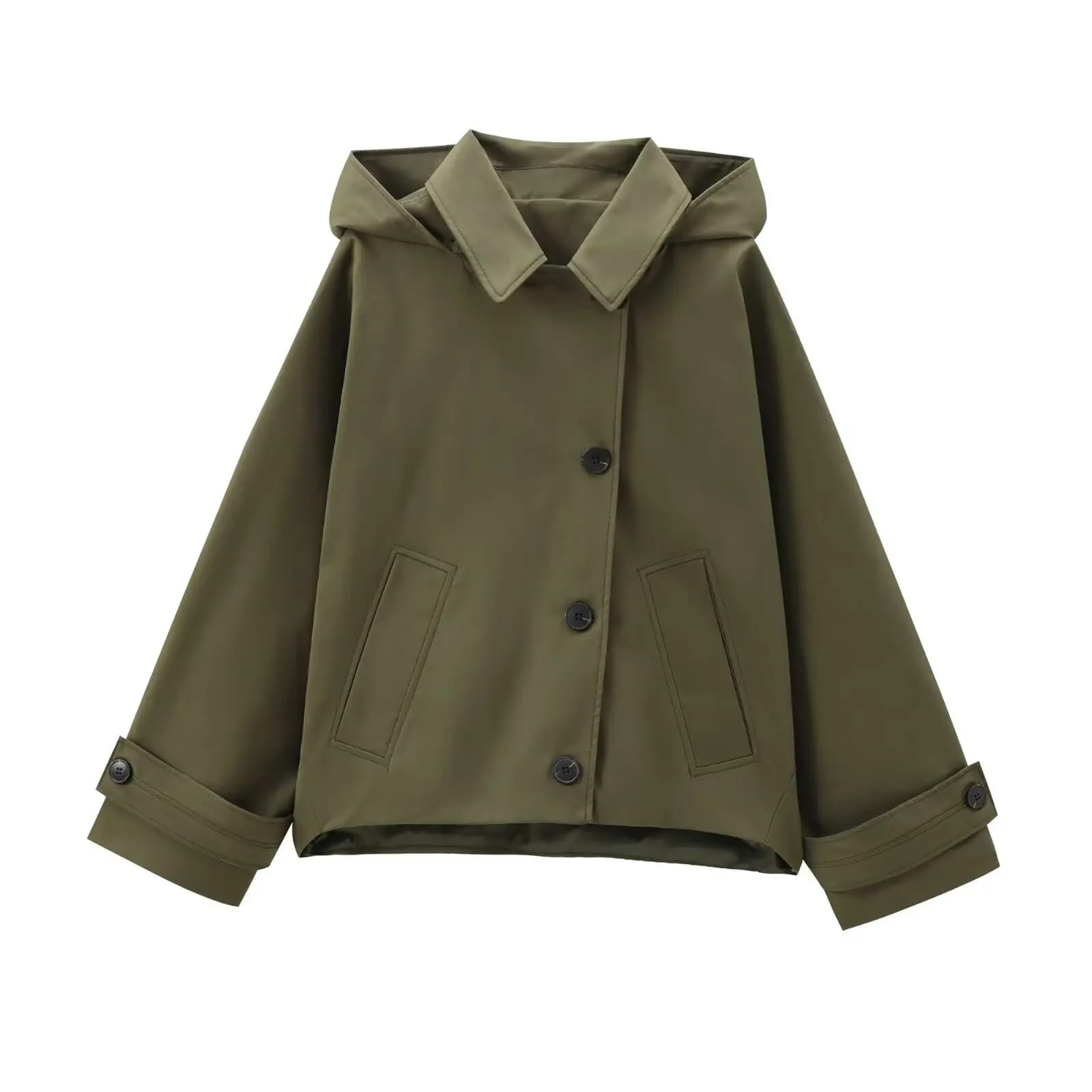 MUJER Trench Coat à capuche pour femme Coupe-vent à manches longues pour femme Nouveau en manteaux e