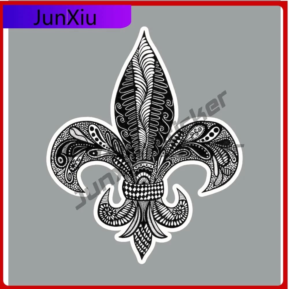 Fleur De Lis Original Art couverture rayures autocollant moto autocollants drôle voiture décoration 