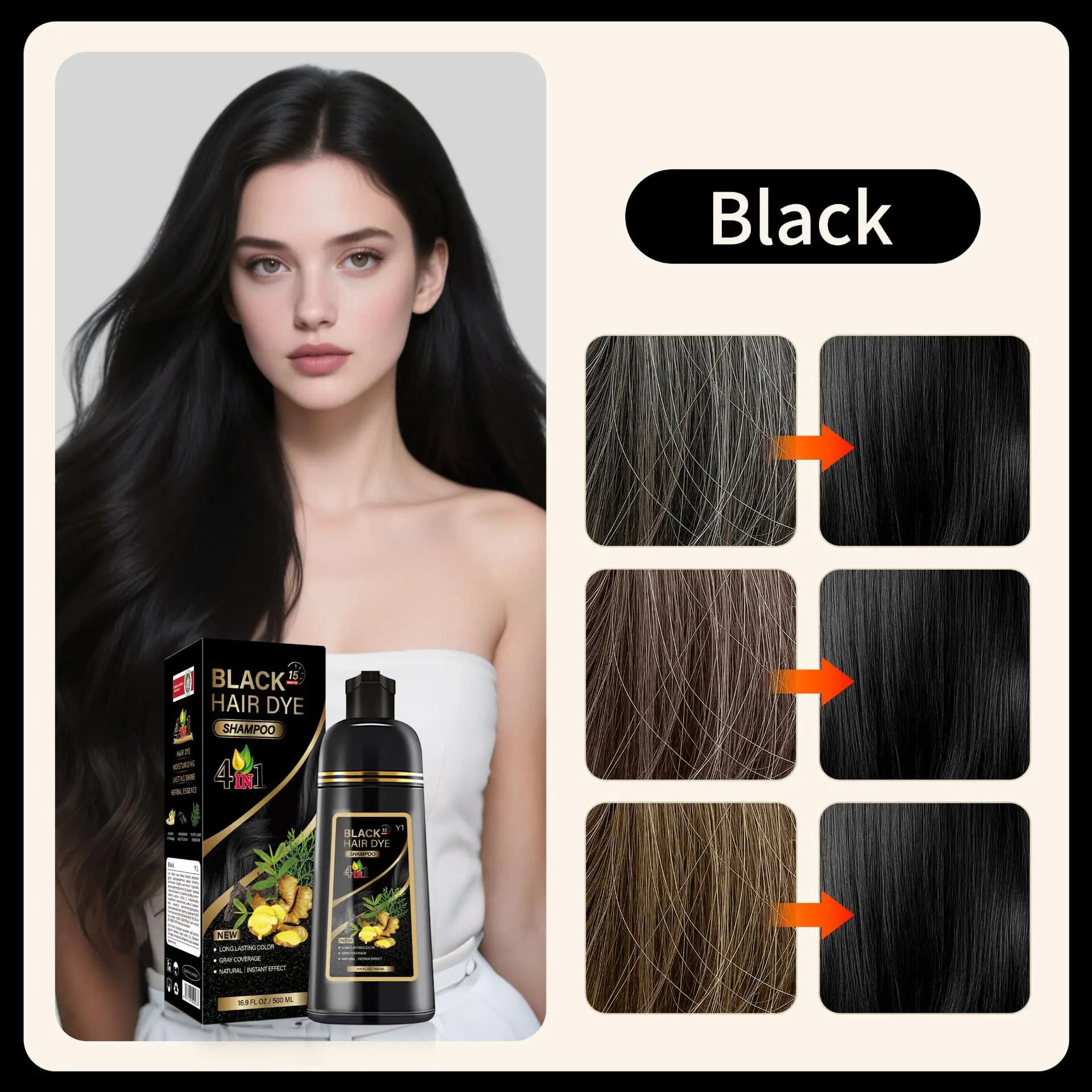 Teinture capillaire à bulles botaniques 3 en 1, 500ml, crème de couleur pour cheveux gris, noir et m