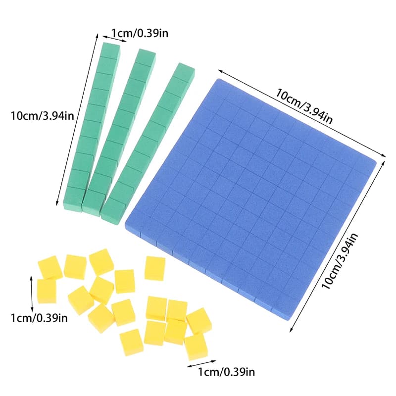 Blocs de base dix 130 pièces pour la mathématique, blocs de valeur positionnelle, blocs de base dix,