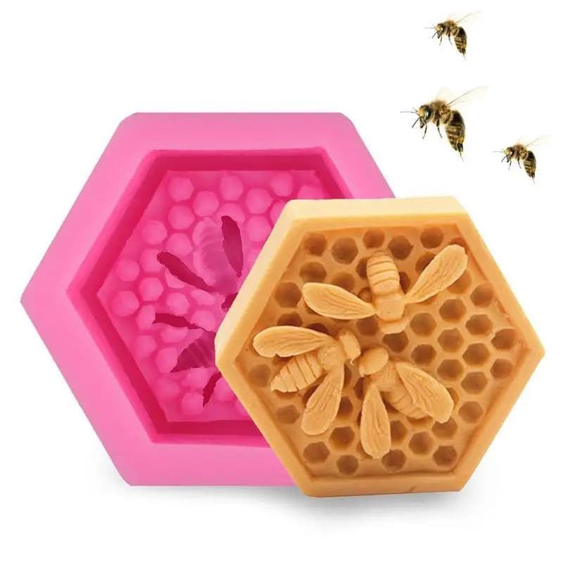 Moule en silicone 3D nid d'abeille pour fondant, savon fait main, décoration de gâteaux, chocolat, p